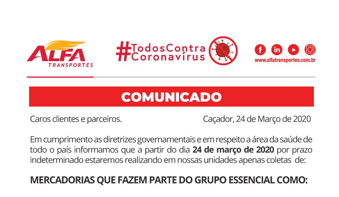 Comunicado Alfa Transportes