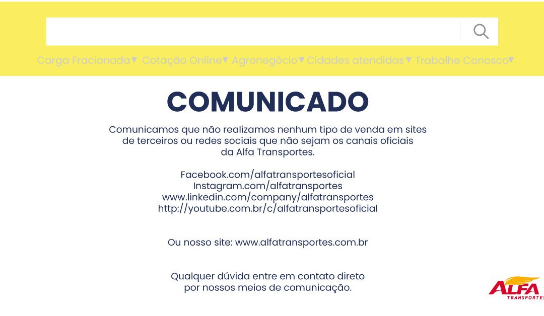 Comunicado Canais Oficiais
