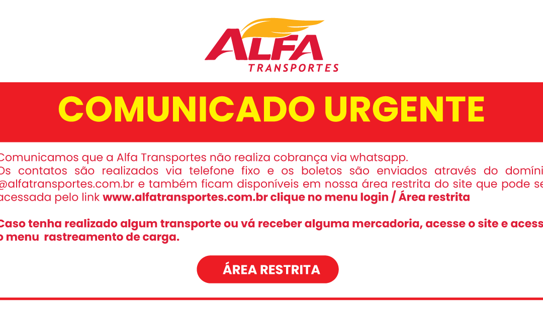 Comunicado Urgente Alfa Transportes